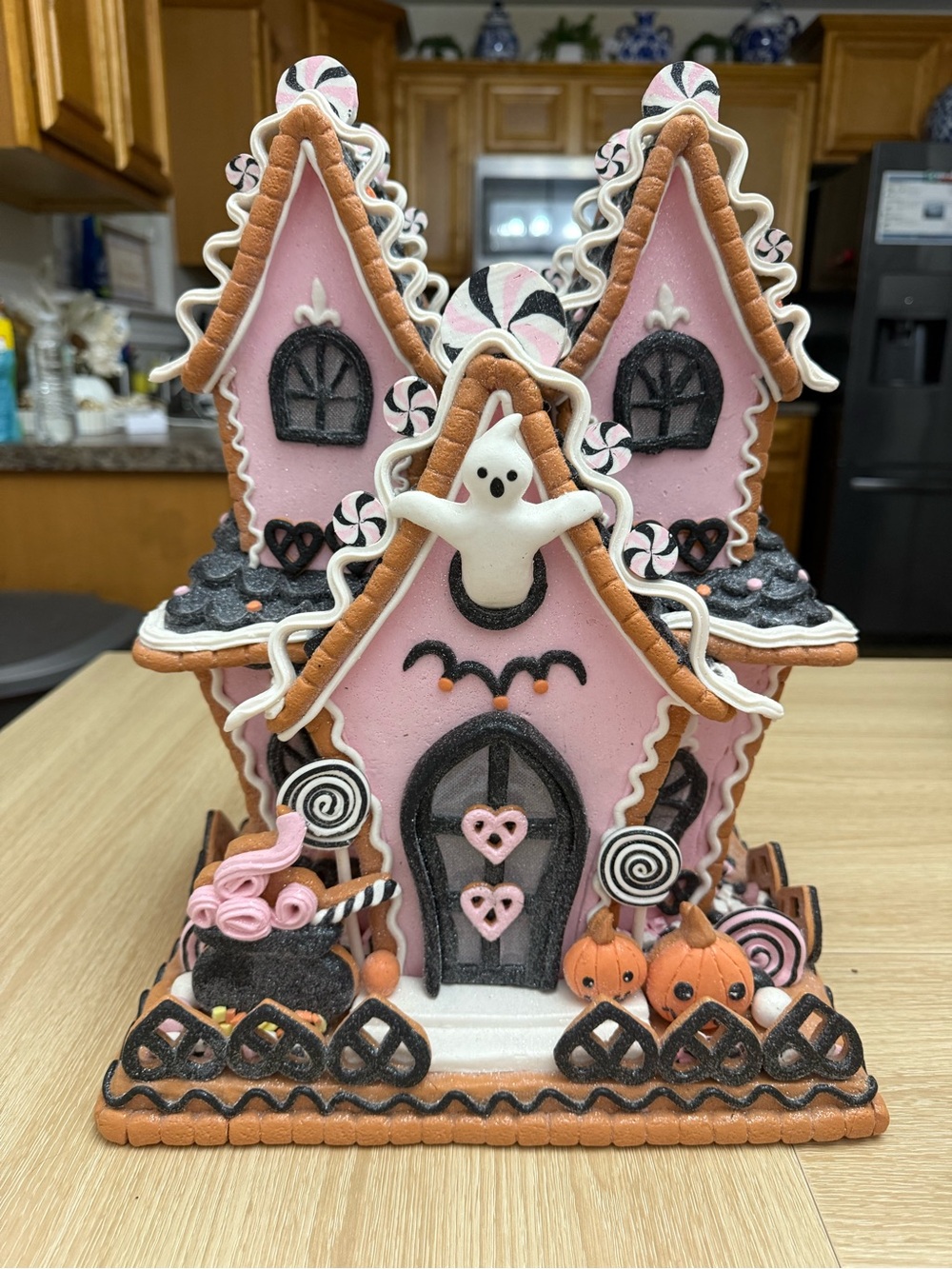Pink Halloween Haunted Gingerbread House Holiday Decor